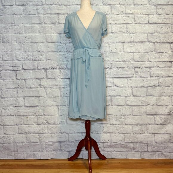 Calypso Christiane Celle Light Blue Silk Wrap Dress - Picture 1 of 6